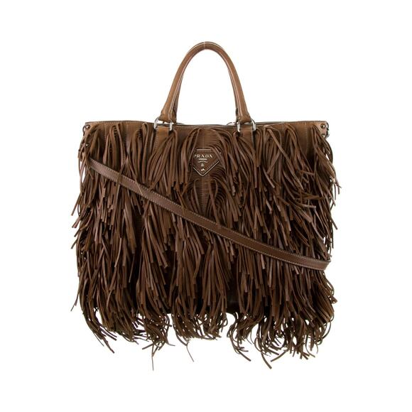Prada Nappa Fringe Leather Tote Bag with Crossbody Strap, COA and Dust Cover - Picture 1 of 11